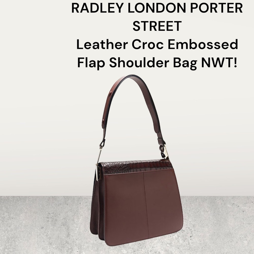 BRAND NEW W/TAGS RADLEY LONDON PORTER STREET CROC EMBOSSED FLAP SHOULDER BAG🤩 - Picture 4 of 14